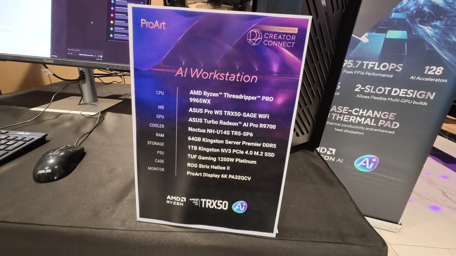 AI Workstation specification card with AMD Threadripper PRO and Radeon AI Pro R9700