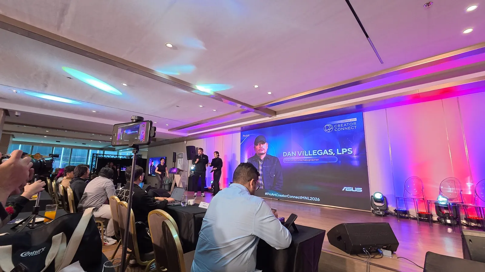 Dan Villegas introduced on the main stage screen