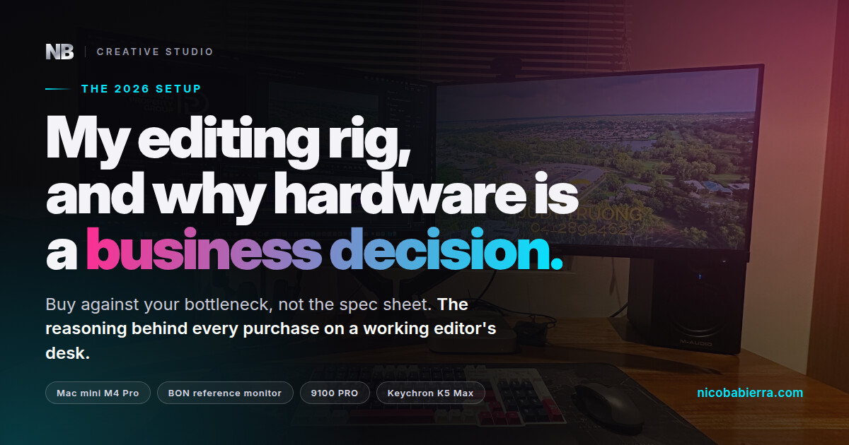 My editing rig in 2026 — and why hardware is a business decision